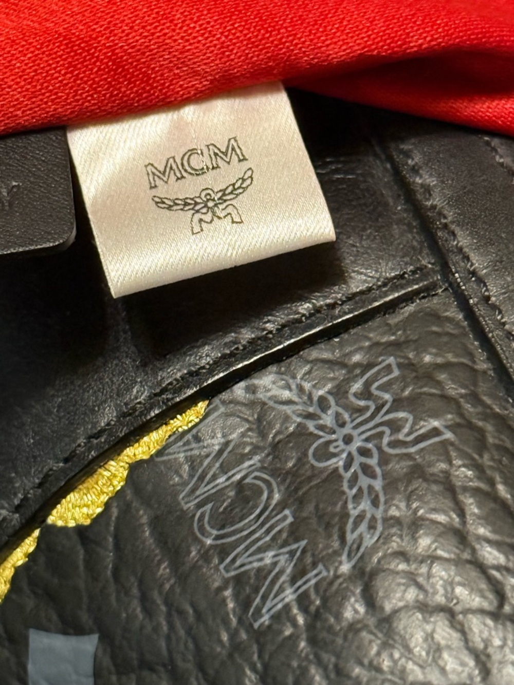 *RARE* MCM Black Leather Speedy 30,  Gold Embroidered Accents and Red/Navy Trim - Picture 14 of 15